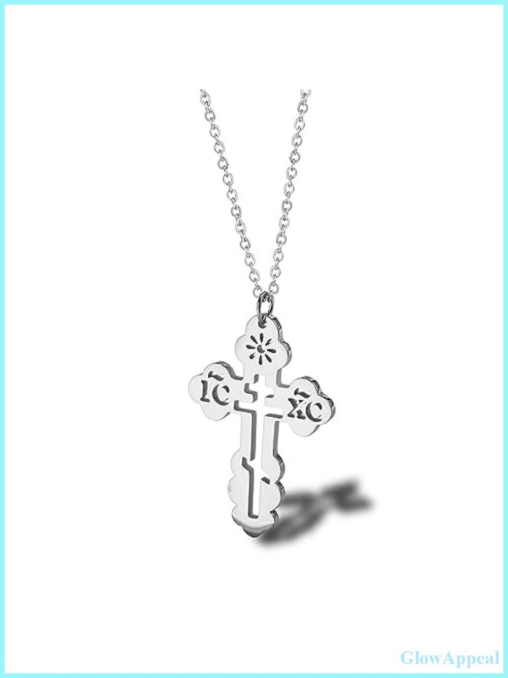 18K Gold Plated Stainless Steel Eastern Orthodox Cross Pendant Necklace, 18 Inch